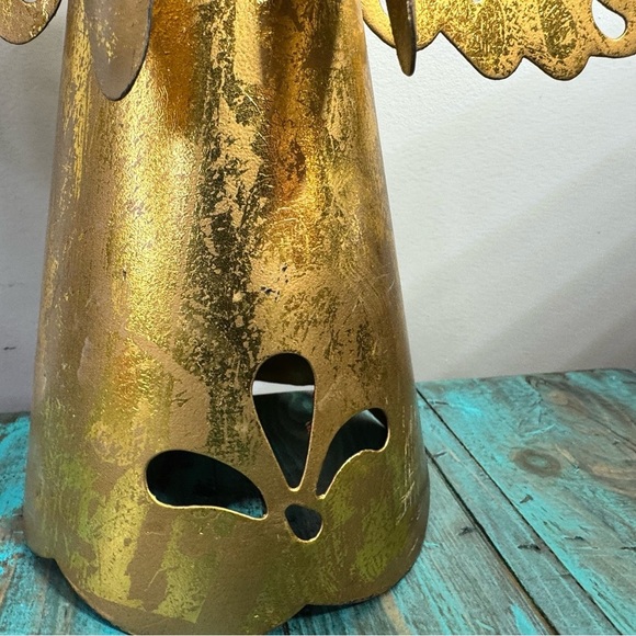 Vintage Metal Winged Angel Figurine Sculpture Gold Angel Decor Large - Picture 5 of 13